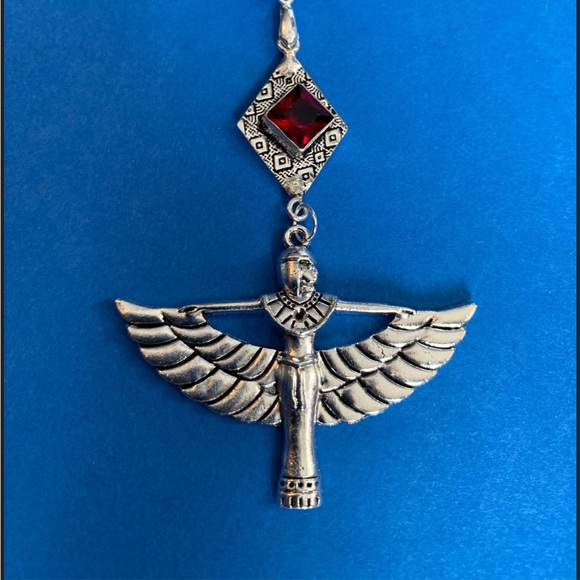 Egyptian goddess isis necklace, gothic winged goddess jewelry gift - Picture 4 of 5